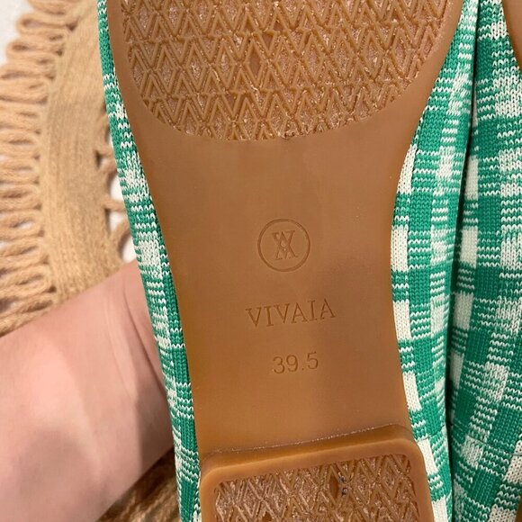 Vivaia Square-Toe V-Cut Flats (Margot 2.0) Green Gingham Size EU 39.5 - Picture 10 of 10
